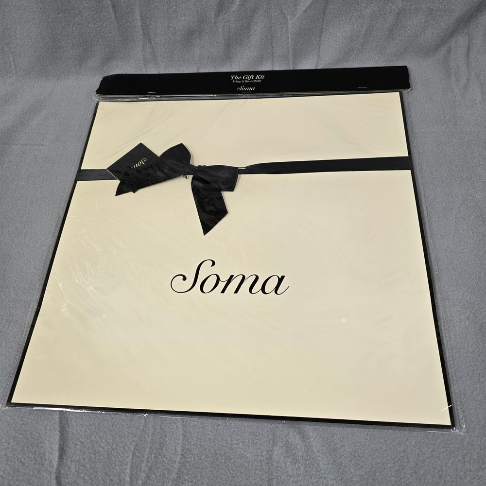 Gift Kit Cream Black‎ Satin Ribbon Tissue Paper Note Card